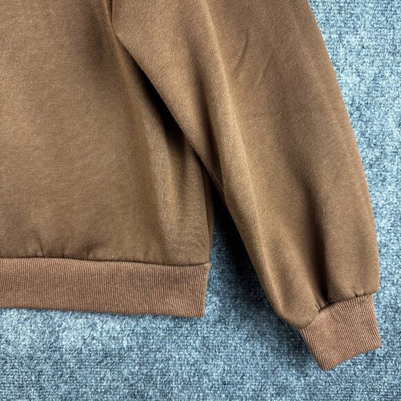 Sweatshirt Womens XLNew York USA Smiley Face Brown Cotton Blend Rib Hem Cuffs - Picture 2 of 9